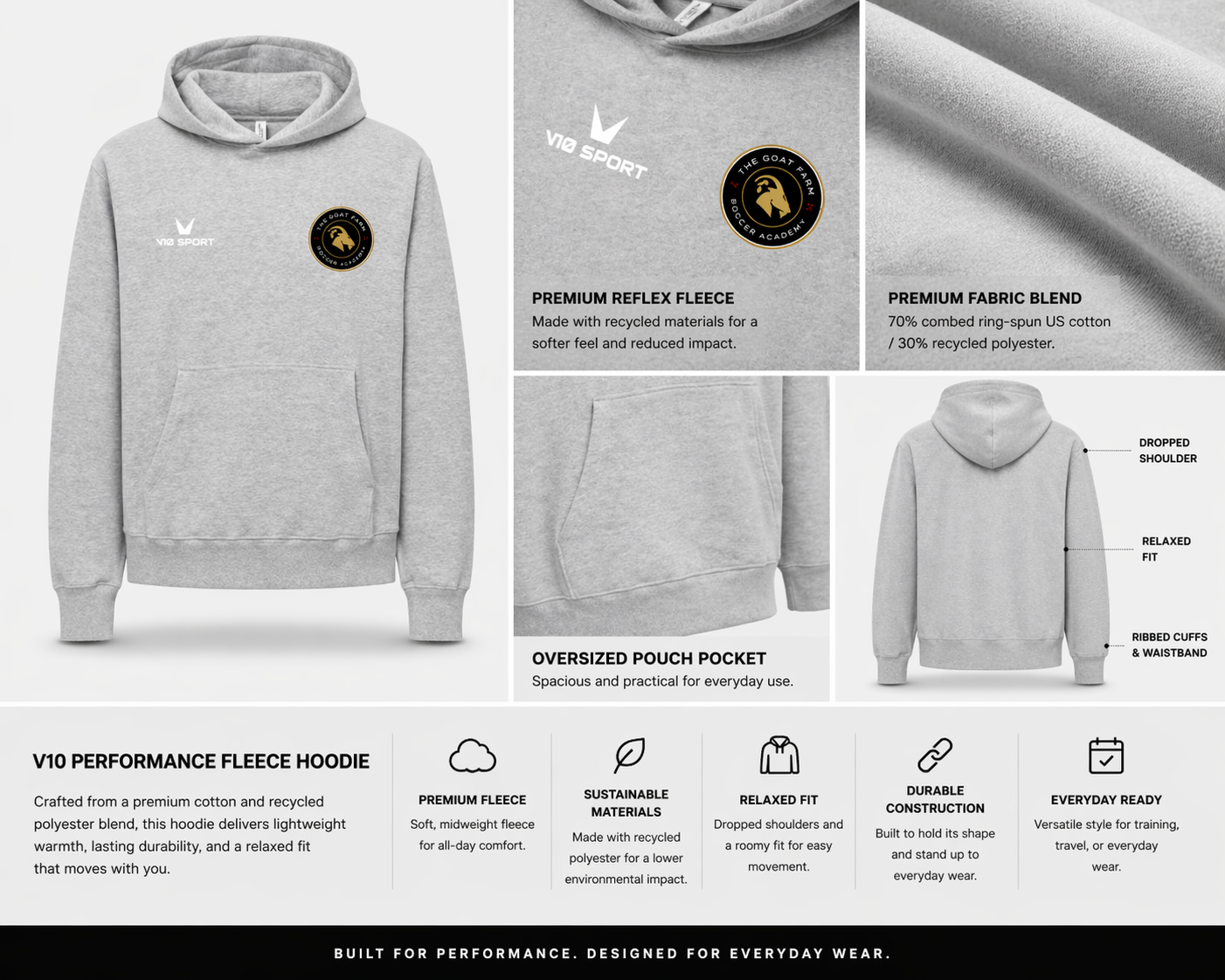 GOAT Farm Soccer x V10 Sport - Performance Fleece Hoodie